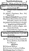 Seite aus dem Adressbuch von 1701